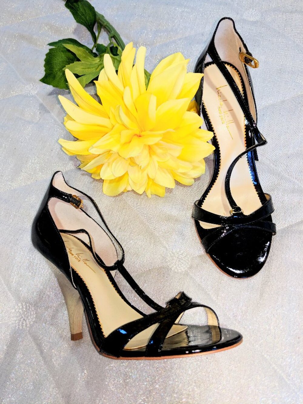 🆕 NICOLE MILLER Black Strap High Heels Sz 7